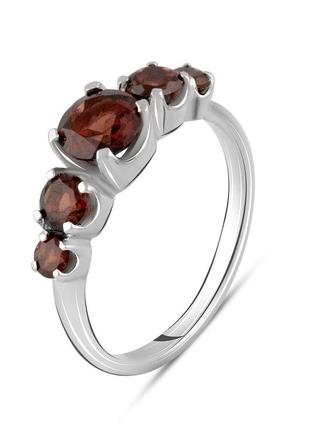 Серебряное кольцо komilfo с натуральным гранатом 1ct, вес изделия 3,12 гр (2104209) 18 размер