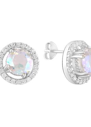 Серебряные серьги komilfo с мистик топазом 3.42ct, фианитами (2123750)