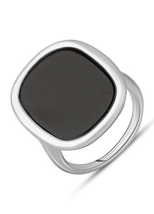 Срібне кільце komilfo з натуральним оніксом 4.078ct, вага виробу 6,82 г (2129240) 17.5 розмір