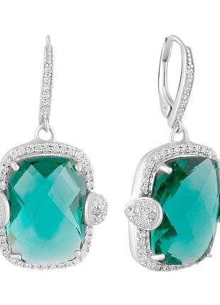 Серебряные серьги komilfo с изумрудом nano (2123262)