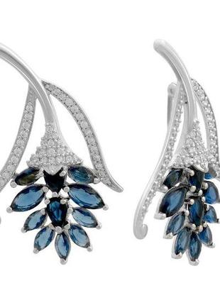 Серебряная брошь с сапфиром нано