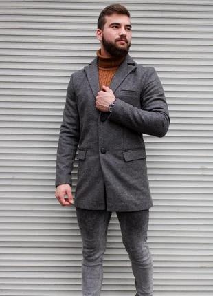 Пальто чоловіче кашемірове демісезонне miro сіре | однобортне пальто весняне осіннє5 фото