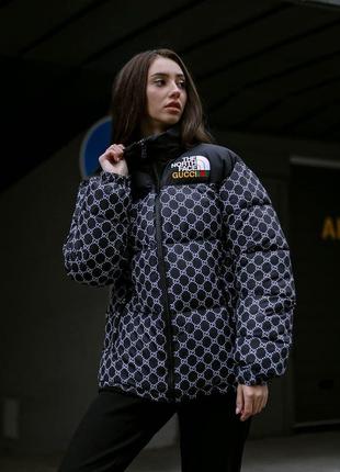 Женская куртка зимняя the north face xx gucci хаки пуховик женский теплый до -25°с tnf9 фото