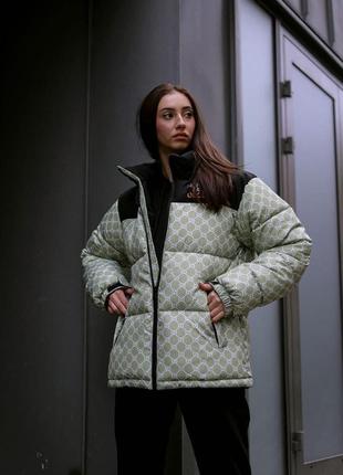 Женская куртка зимняя the north face xx gucci хаки пуховик женский теплый до -25°с tnf2 фото