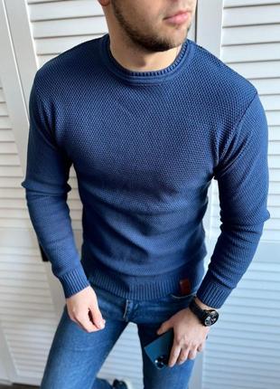 Кофта мужская теплая демисезонная elips темно-синяя | свитер мужской весенний осенний пуловер3 фото