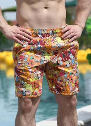 Мужские пляжные шорты плавательные с сеткой летние multiki оранжевые плавки шорты для плавания на лето4 фото