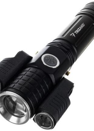 Ліхтар тактичний trizand l18369 searchlight t6 2 led zoom, 600 mah, чорний