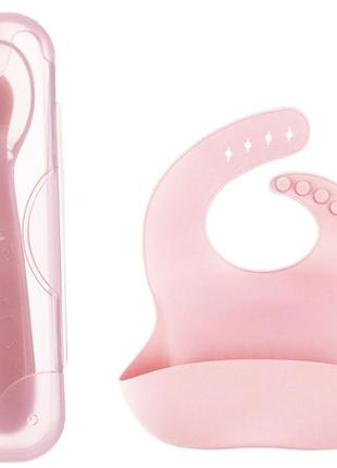 Набор ложка силиконовая с удержанием формы изгиба для кормления ребенка розовый (n-790)