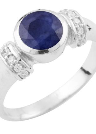Серебряное кольцо komilfo с натуральным сапфиром, вес изделия 3,49 гр (0468211) 17 размер1 фото
