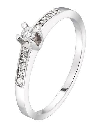 Золотое кольцо amari с натуральными бриллиантом 0.07ct, бриллиантом 0.08ct (60000657) 17 размер