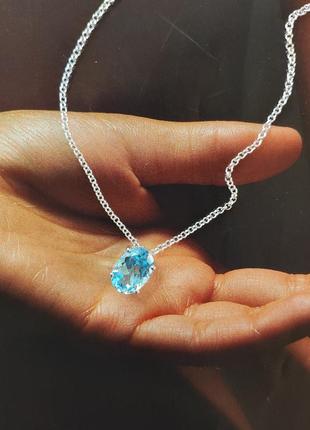 Серебряное колье komilfo с натуральным топазом 6.985ct, вес изделия 6,68 гр (2126683) 500 размер4 фото