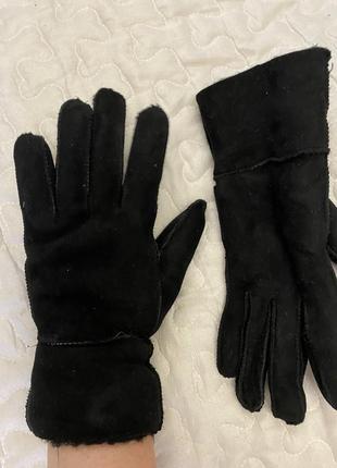 Теплі рукавиці шкіра ягняти заига хутро3 фото
