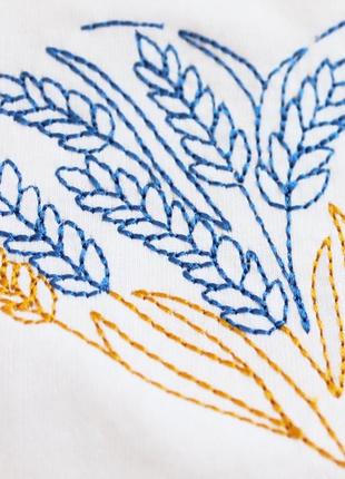 Патриотическая вышитая футболка трикотажная коттон фемели лук family look вышиванка женская мужская с колосками пшеницы3 фото