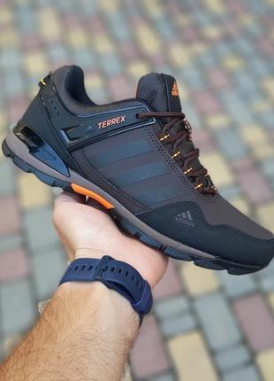 Чоловічі осінні кросівки adidas terrex чорні з коричневим модні кросівки адідас терекс нубук