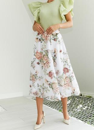 Шифоновая юбка-миди с цветочным принтом арт. 162250