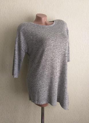 Необычный свитшот. пуловер. туника с удлинением на бедре. теплая футболка. серый меланж.3 фото