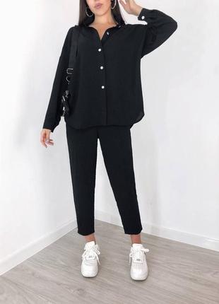 🎨5 цветов! шикарный женский костюм черный креп жатка жаский брючный брюки брюки рубашка рубашка