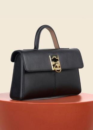 Шикарная женская сумка из натуральной зернистой кожи небольшая маленькая клатч черная чёрная стильная брендовая cafune италия