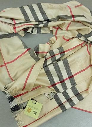 Шарф брендовый женский кашемир / шелк бежевый