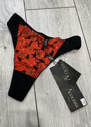 Женские трусики, стринги с высокой посадкой и ярким принтом