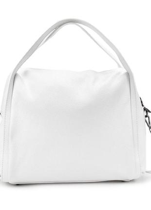 Удобная мягкая кожаная белая сумка firenze italy f-it-1041w3 фото
