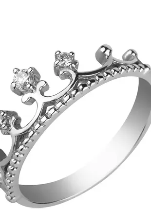 Кольцо корона белое золото и бриллианты
