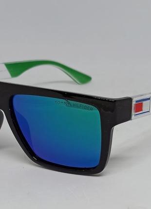 Tommy hilfiger чоловічі сонцезахисні окуляри синє зелені дзеркальні1 фото