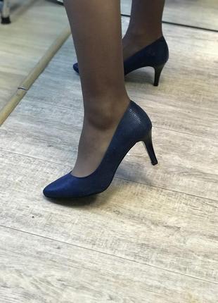 Сині туфлі жіночі,невисокий каблук