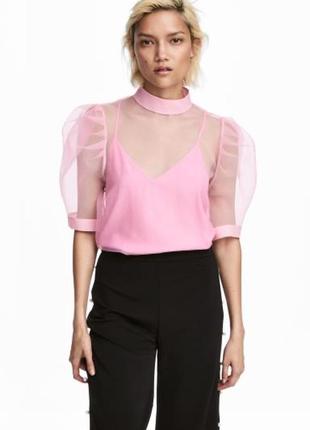 Прозорий топ блуза рукав широкий sheer top h&m