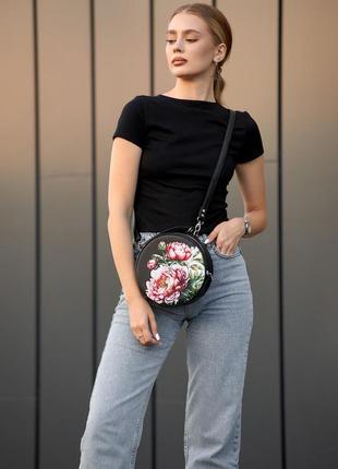Кругла жіноча сумочка через плече кросбоді8 фото