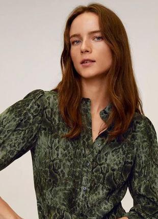 8/s-м фирменная натуральная женская рубашка блуза блузка анималистичный принт змея mango манго оригинал