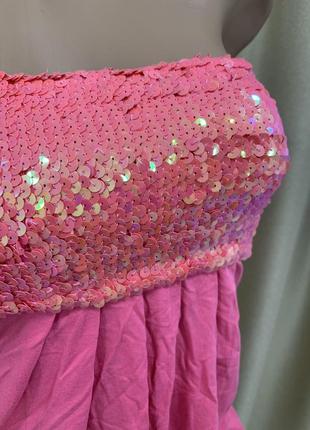 Летнее розовое платье сарафан с пайетками6 фото
