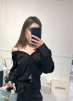 Сорочка  шовк wang чорна