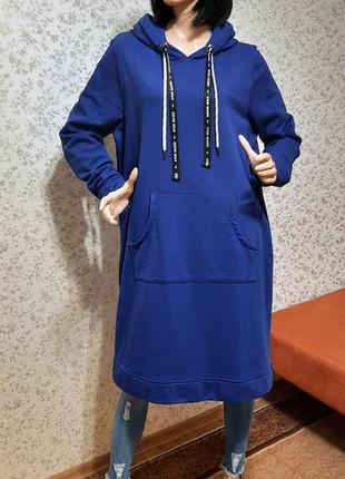 Платье-худи cecil hoodie dress р. xl худи хлопок синий cosmic blue1 фото