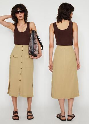 Распродажа юбка warehouse миди с пуговицами asos сафари натуральная9 фото
