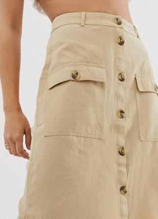 Распродажа юбка warehouse миди с пуговицами asos сафари натуральная2 фото