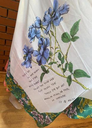 Шелковый платок, шалик цветочный принт.4 фото