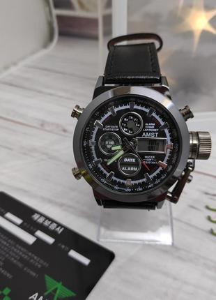 Електронні чоловічі годинники з підсвічуванням amst 3003. армійські водонепроникні годинни...