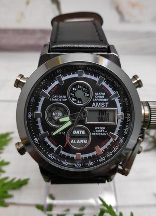 Електронні чоловічі годинники з підсвічуванням amst 3003. армійські водонепроникні годинни...