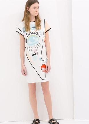 Літнє плаття-футболка ,туніка з принтом zara,бавовна1 фото