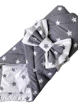 Летний конверт-одеяло на выписку в сером цвете из органического хлопка 80*100 см от ™ minky home