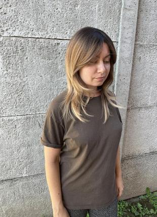 Парик русый , каскад , с длинной чёлкой , мелирование, натуральный оттенок