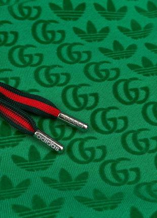 Брендовый мужской худи / качественный худи adidas x gucci в зеленом цвете на каждый день2 фото