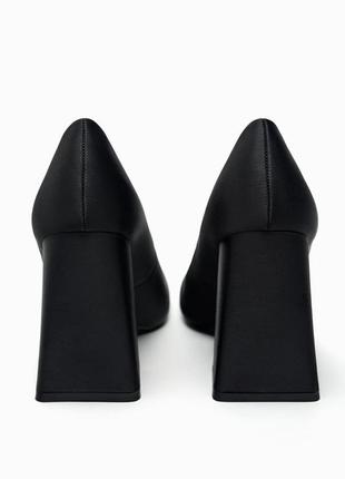 Черные женские туфли zara туфли на блочных каблуках туфли на высоком каблуке с квадратным носом2 фото