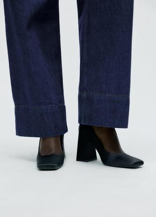 Чорні жіночі туфлі zara туфлі на блочних підборах туфлі на високих підборах з квадратним носом