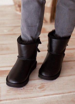 Жіночі чоботи ugg з натуральним хутром овчини і бантом /осінь/зима/весна😍6 фото
