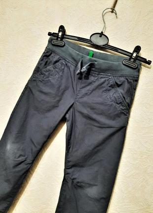 Benetton штаны тёплые демисезонные серые + трикотажная подкладка утеплитель на мальчика 4-5-6лет3 фото