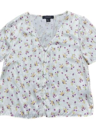 Укороченная рубашка топ блуза цветочный принт
