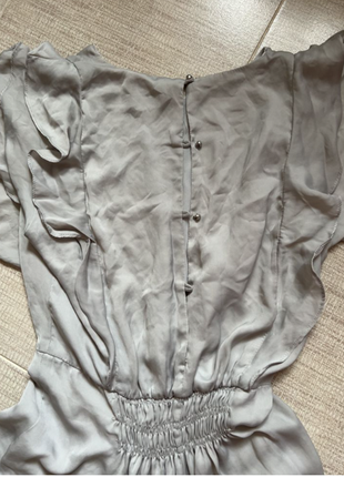 Серебряный, укороченный, струящийся комбинезон платье с широкими штанинами zara.  34/36 евро5 фото