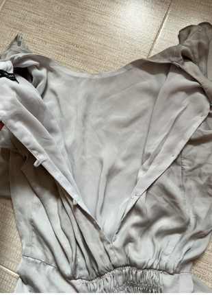 Серебряный, укороченный, струящийся комбинезон платье с широкими штанинами zara.  34/36 евро6 фото